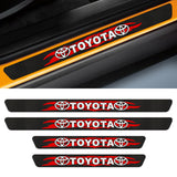 4PCS Set 5D Carbon Fiber Texture Car Door Scuff Sill Cover Panel Step Protector For TOYOTA NEW