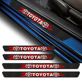 4PCS Set 5D Carbon Fiber Texture Car Door Scuff Sill Cover Panel Step Protector For TOYOTA NEW