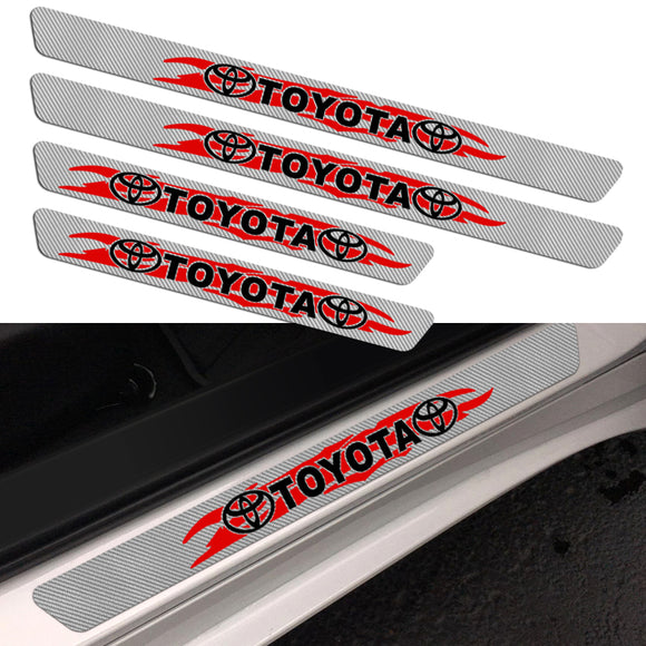5D Carbon Fiber Texture Car Door Scuff Sill Cover Panel Step Protector For TOYOTA NEW 4PCS Set