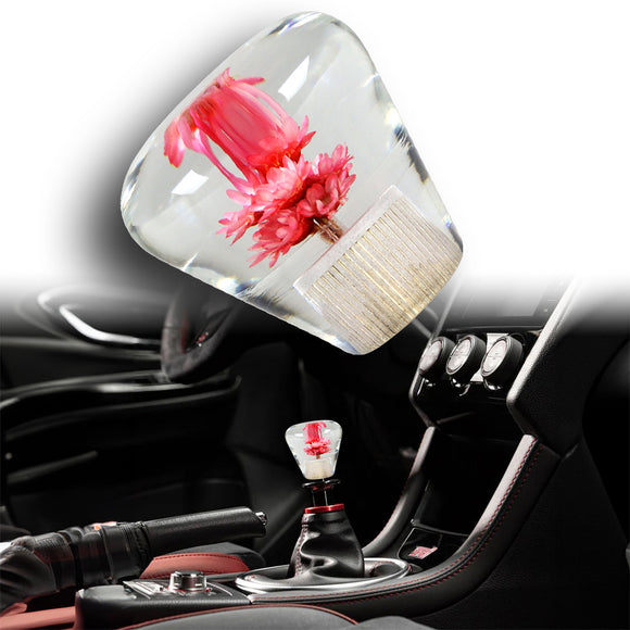 Unique JDM Clear Real Flower Diamond Shape Car Manual Gear Stick Shift Knob 50mm