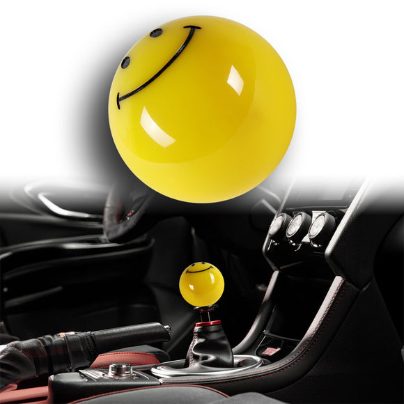 JDM HAPPY SMILE FACE Yellow Round Ball Manual Car Gear Stick Shift Knob Shifter