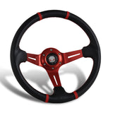 For 2000-2006 Honda S2000 350mm Red / Carbon PVC Leather Steering Wheel + Gold Aluminum Hub