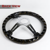 W-Power 14" 355mm 6-Bolt Hole VIP Style Galaxy Forged Carbon Fiber With Aluminum Finished 3-Spoke Steering Wheel -Forged Gold Carbon Fiber