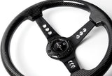 W-Power 13.5" 343mm 6-Bolt Hole JDM Euro VIP Style Real Carbon Fiber With Aluminum Finished 3-Spoke 3 Inches Deep Dish Steering Wheel