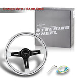 W-Power 14" 355mm 6-Bolt Hole Classic Style Galaxy White Wood Grain Grip With Aluminum Finished 3-Spoke 2.5 Inches Deep Dish Steering Wheel -Black Center Spoke