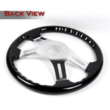 W-Power 16" 406mm 5-Bolt Hole With Aluminum Finished 4-Spoke Steering Wheel -Black Wood Grip/Chrome Center Spoke