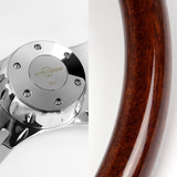 W-Power 16" 406mm 5-Bolt Hole With Aluminum Finished 4-Spoke Steering Wheel -Dark Wood Grip/Chrome Center Spoke