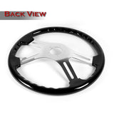 W-Power 18" 457mm 5-Bolt Hole With Aluminum Finished 4-Spoke Steering Wheel -Black Wood Grip/Chrome Center Spoke