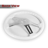 W-Power 18" 457mm 5-Bolt Hole With Aluminum Finished 4-Spoke Steering Wheel -White Wood Grip/Chrome Center Spoke