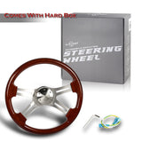 W-Power 18" 457mm 5-Bolt Hole With Aluminum Finished 4-Spoke Steering Wheel -Dark Wood Grip/Billet Center Spoke