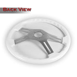 W-Power 18" 457mm 5-Bolt Hole With Aluminum Finished 4-Spoke Steering Wheel -White Wood Grip/Billet Center Spoke