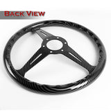 W-Power 14" 350mm 6-Bolt Hole JDM Euro VIP Style Carbon Fiber Look Grip With Aluminum Finished 3-Spoke Steering Wheel -Carbon Fiber Look Center Spoke/Black Carbon Fiber Look Grip