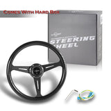 W-Power 14" 350mm 6-Bolt Hole JDM Euro VIP Style Carbon Fiber Look Grip With Aluminum Finished 3-Spoke Steering Wheel -Carbon Fiber Look Center Spoke/Black Carbon Fiber Look Grip