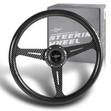 W-Power 14" 350mm 6-Bolt Hole JDM Euro VIP Style Carbon Fiber Look Grip With Aluminum Finished 3-Spoke Steering Wheel -Carbon Fiber Look Center Spoke/Black Carbon Fiber Look Grip