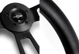 W-Power 18" Black Leather Grip 5-Hole Aluminum 3-Spoke Vintage Steering Wheel