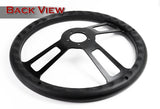 W-Power 18" Black Leather Grip 5-Hole Aluminum 3-Spoke Vintage Steering Wheel