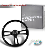 W-Power 17" 432mm 5-Bolt Hole With Aluminum Finished 3-Spoke Steering Wheel -Black Wood Grip/Black Center Spoke