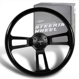 W-Power 17" 432mm 5-Bolt Hole With Aluminum Finished 3-Spoke Steering Wheel -Black Wood Grip/Black Center Spoke