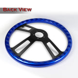 W-Power 17" 432mm 5-Bolt Hole With Aluminum Finished 3-Spoke Steering Wheel -Blue Wood Grip/Black Center Spoke