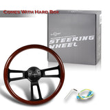 W-Power 17" 432mm 5-Bolt Hole With Aluminum Finished 3-Spoke Steering Wheel -Dark Wood Grip/Black Center Spoke