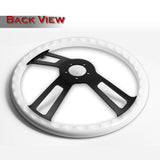 W-Power 17" 432mm 5-Bolt Hole With Aluminum Finished 3-Spoke Steering Wheel -White Wood Grip/Black Center Spoke