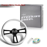 W-Power 17" 432mm 5-Bolt Hole With Aluminum Finished 3-Spoke Steering Wheel -White Wood Grip/Black Center Spoke
