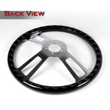 W-Power 17" 432mm 5-Bolt Hole With Aluminum Finished 3-Spoke Steering Wheel -Black Wood Grip/Chrome Center Spoke