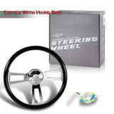 W-Power 17" 432mm 5-Bolt Hole With Aluminum Finished 3-Spoke Steering Wheel -Black Wood Grip/Chrome Center Spoke
