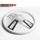 W-Power 17" 432mm 5-Bolt Hole With Aluminum Finished 3-Spoke Steering Wheel -White Wood Grip/Chrome Center Spoke