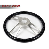 W-Power 17" 432mm 5-Bolt Hole With Aluminum Finished 3-Spoke Steering Wheel -Black Wood Grip/Billet Center Spoke
