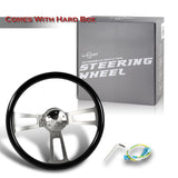 W-Power 17" 432mm 5-Bolt Hole With Aluminum Finished 3-Spoke Steering Wheel -Black Wood Grip/Billet Center Spoke