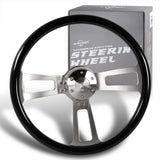 W-Power 17" 432mm 5-Bolt Hole With Aluminum Finished 3-Spoke Steering Wheel -Black Wood Grip/Billet Center Spoke