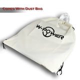 W-Power 12" 305mm 6-Bolt Hole Leather Grip With Aluminum Finished 3-Spoke Steering Wheel -Black Leather/Black Center Spoke