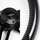 W-Power 18" 457mm 5-Bolt Hole With Aluminum Finished 4-Spoke Half Wrap Steering Wheel -Carbon Fiber Painted Grip/Black Center Spoke