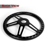 W-Power 18" 457mm 5-Bolt Hole With Aluminum Finished 4-Spoke Half Wrap Steering Wheel -Black Leather Grip/Black Center Spoke