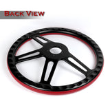 W-Power 18" 457mm 5-Bolt Hole With Aluminum Finished 4-Spoke Half Wrap Steering Wheel -Red Leather Grip/Black Center Spoke