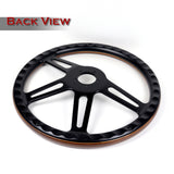W-Power 18" 457mm 5-Bolt Hole With Aluminum Finished 4-Spoke Half Wrap Steering Wheel -Dark Wood Grip/Black Center Spoke