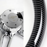 W-Power 18" 457mm 5-Bolt Hole With Aluminum Finished 4-Spoke Half Wrap Steering Wheel -Carbon Fiber Painted Grip/Chrome Center Spoke