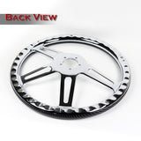 W-Power 18" 457mm 5-Bolt Hole With Aluminum Finished 4-Spoke Half Wrap Steering Wheel -Carbon Fiber Painted Grip/Chrome Center Spoke