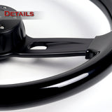 W-Power 18" 457mm 6-Bolt D-Shape Steering Wheel with Aluminum 3-Spoke Center - Black Wood Grip / Black Spoke