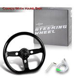 W-Power 18" 457mm 6-Bolt D-Shape Steering Wheel with Aluminum 3-Spoke Center - Black Wood Grip / Black Spoke