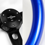 W-Power 18" 457mm 6-Bolt D-Shape Steering Wheel with Aluminum 3-Spoke Center - Sapphire Blue Wood Grip / Black Spoke
