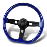 W-Power 18" 457mm 5-Bolt D-Shape Acrylic Steering Wheel - Blue Transparent Twisted Grip / Black Spoke
