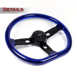 W-Power 18" 457mm 5-Bolt D-Shape Acrylic Steering Wheel - Blue Transparent Twisted Grip / Black Spoke
