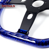 W-Power 18" 457mm 5-Bolt D-Shape Acrylic Steering Wheel - Blue Transparent Twisted Grip / Black Spoke