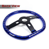 W-Power 18" 457mm 5-Bolt D-Shape Acrylic Steering Wheel - Blue Transparent Twisted Grip / Black Spoke