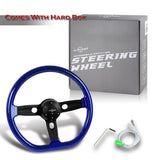 W-Power 18" 457mm 5-Bolt D-Shape Acrylic Steering Wheel - Blue Transparent Twisted Grip / Black Spoke