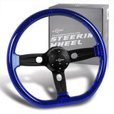 W-Power 18" 457mm 5-Bolt D-Shape Acrylic Steering Wheel - Blue Transparent Twisted Grip / Black Spoke