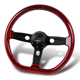 W-Power 18" 457mm 5-Bolt D-Shape Acrylic Steering Wheel - Red Transparent Twisted Grip / Black Spoke
