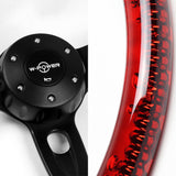 W-Power 18" 457mm 5-Bolt D-Shape Acrylic Steering Wheel - Red Transparent Twisted Grip / Black Spoke